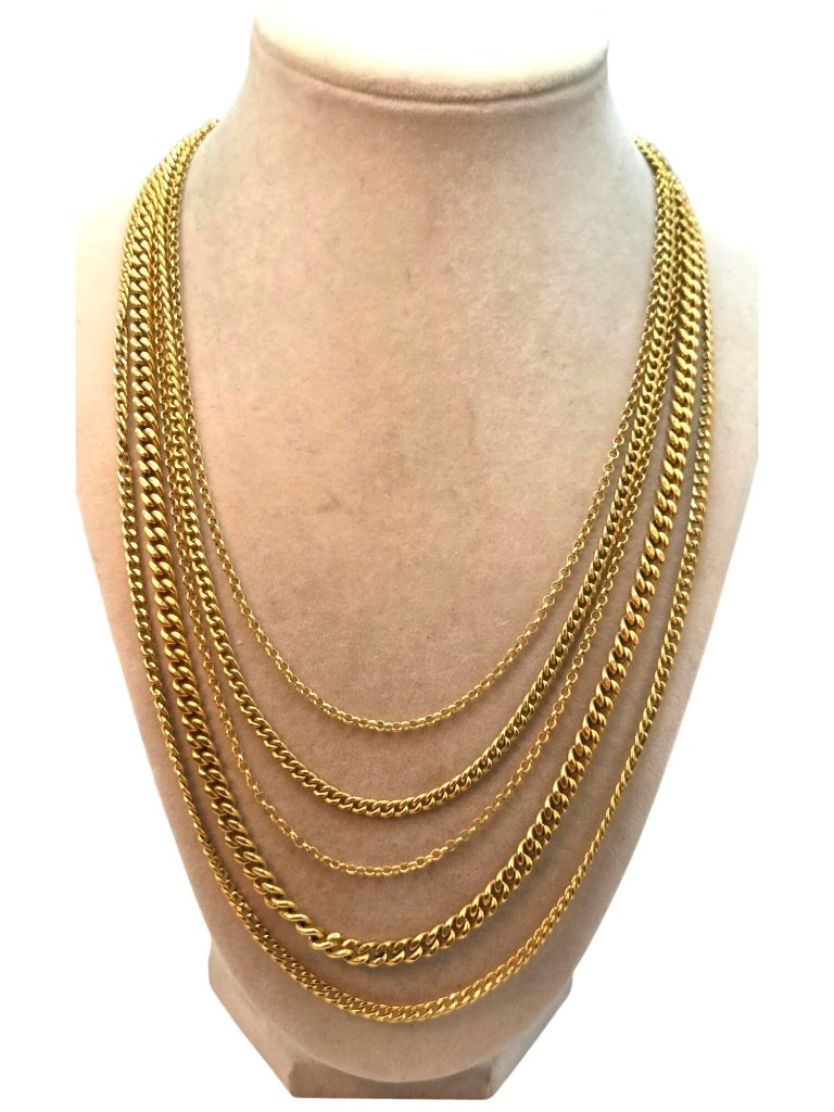 MultiLayer GoldTone Chain Necklace With Lobster Clasp Closure
